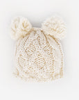 Newborn Baby Aran Natural Double Pom Pom Beanie