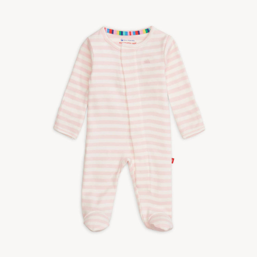 Magnetic Me Pink Stripe Organic Cotton Footie