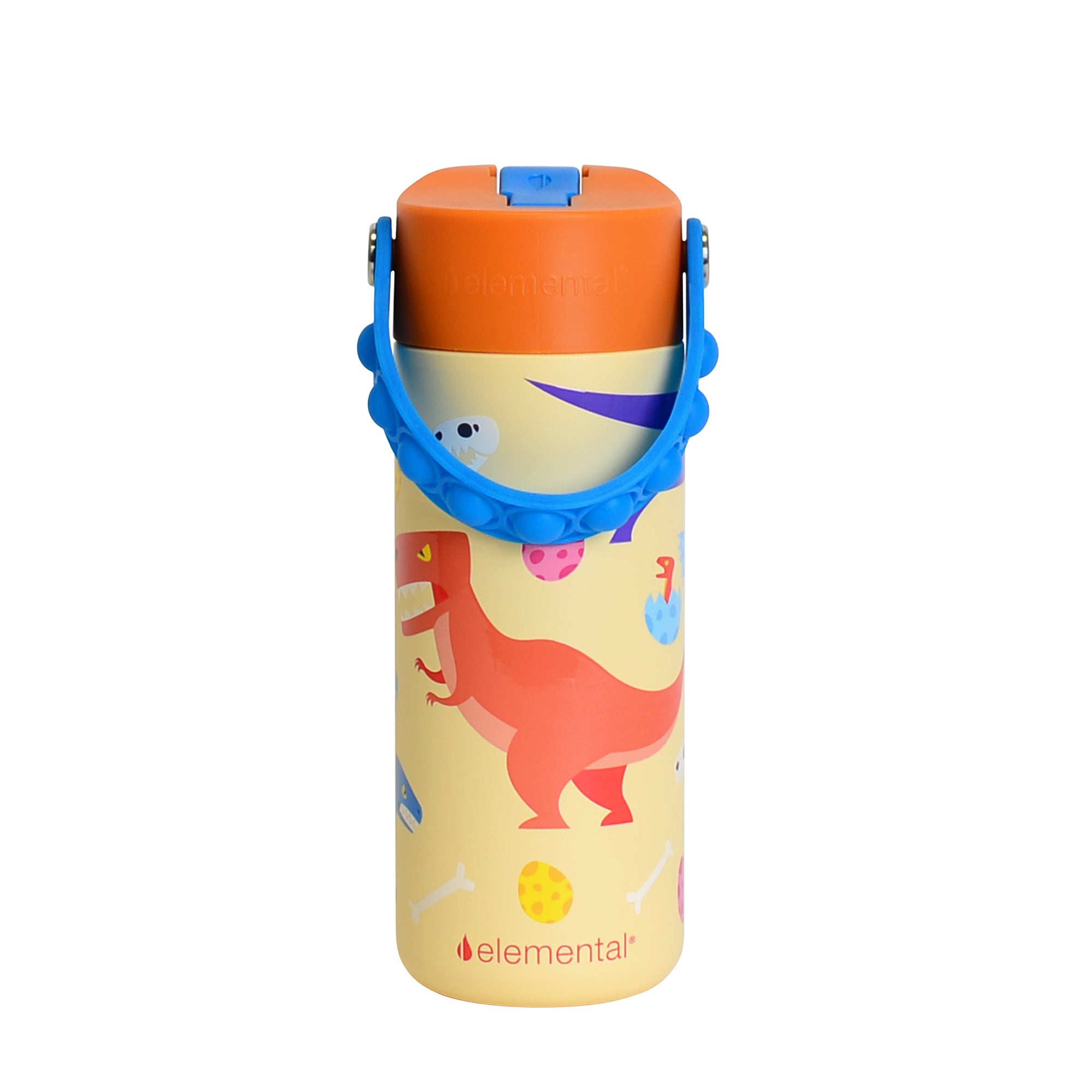 Fidget Handle Kids Stainless Bottle 18oz Dino Rage