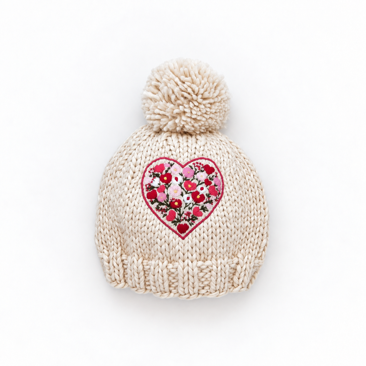 Bright Embroidered Heart Beanie Hat for Baby &amp; Kids
