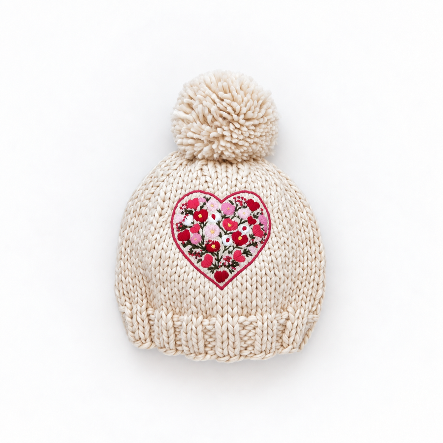 Bright Embroidered Heart Beanie Hat for Baby & Kids