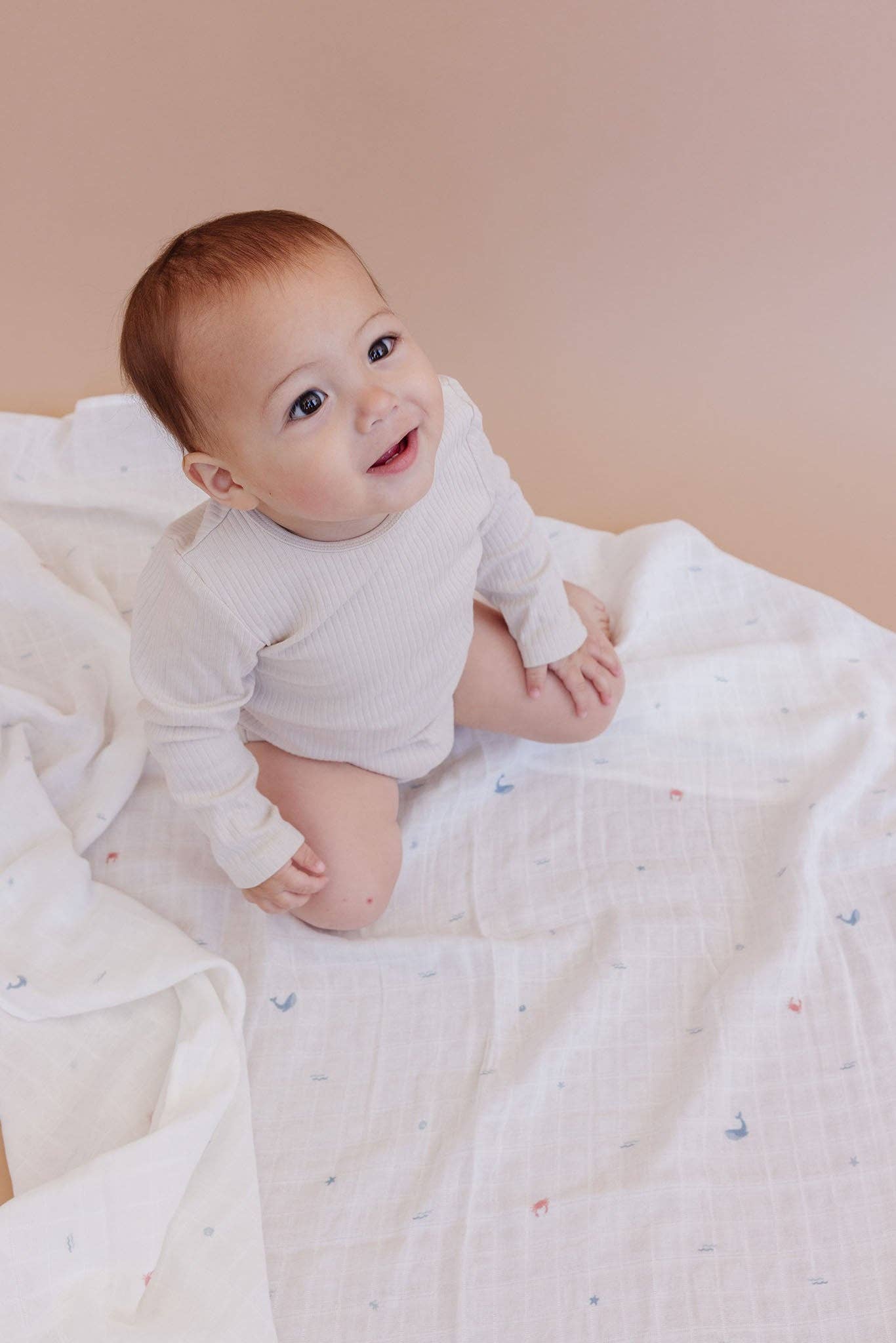Muslin Swaddle Nautical Ocean Baby Organic Whale Crab Gift: Blue