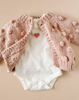 Popcorn Cardigan, Blush | Baby & Kids Valentine's Sweater: 6-12 mths
