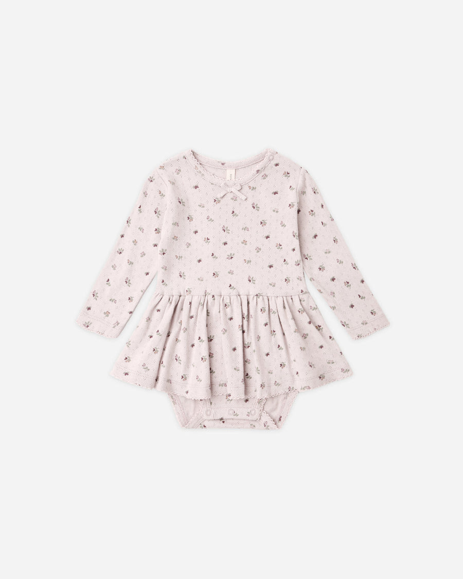 Quincy Mae Pointelle Skirted Body Suit in Heart Ditsy