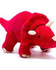 Triceratops Dinosaur Baby Rattle, Knitted Red Baby Toy