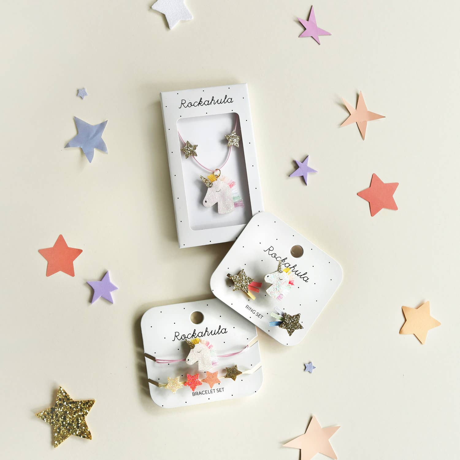 Rainbow Unicorn Ring Set