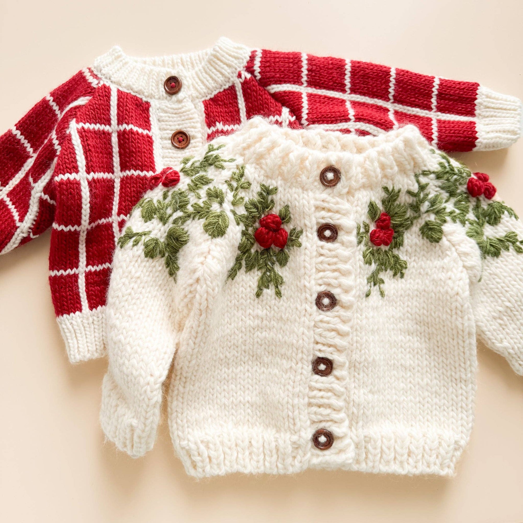 Holly Cardigan Winter Christmas Holiday Berry Mistletoe