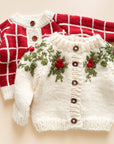 Holly Cardigan Winter Christmas Holiday Berry Mistletoe
