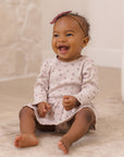 Quincy Mae Pointelle Skirted Body Suit in Heart Ditsy