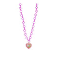Kids Hot Pink Chain Necklace with Confetti Pink Heart