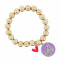 Kids Hot Pink Heart with Unicorn on Purple  Disc Bracelet