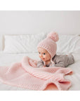 Blush Garter Stitch Knit Blanket Baby
