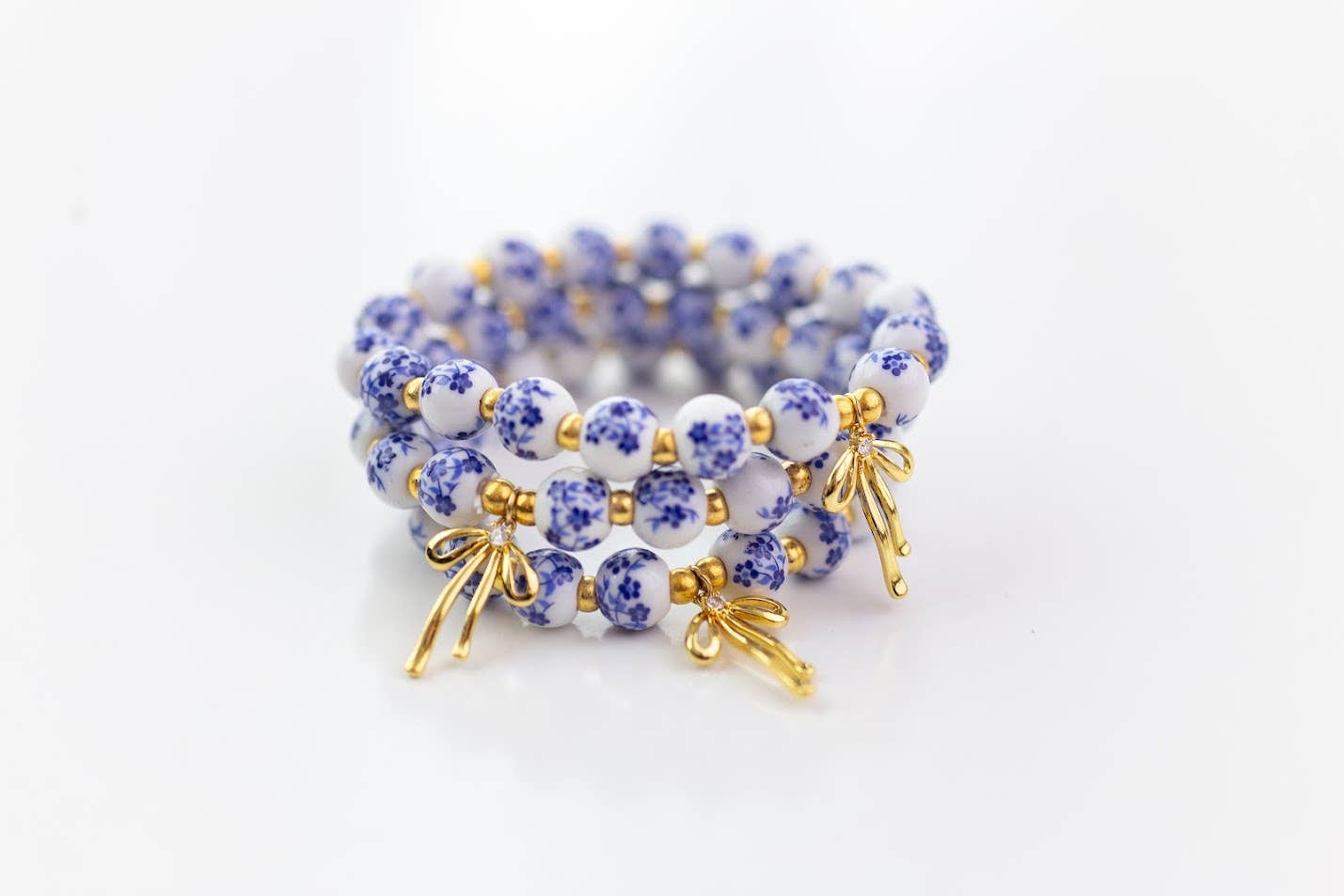 Chinoiserie Beaded Bracelet: Blue