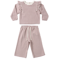 Quincy Mae Ruffle Cozy Set Mulberry Stripe