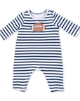 Football Navy - Long Sleeve Snap Shoulder Romper