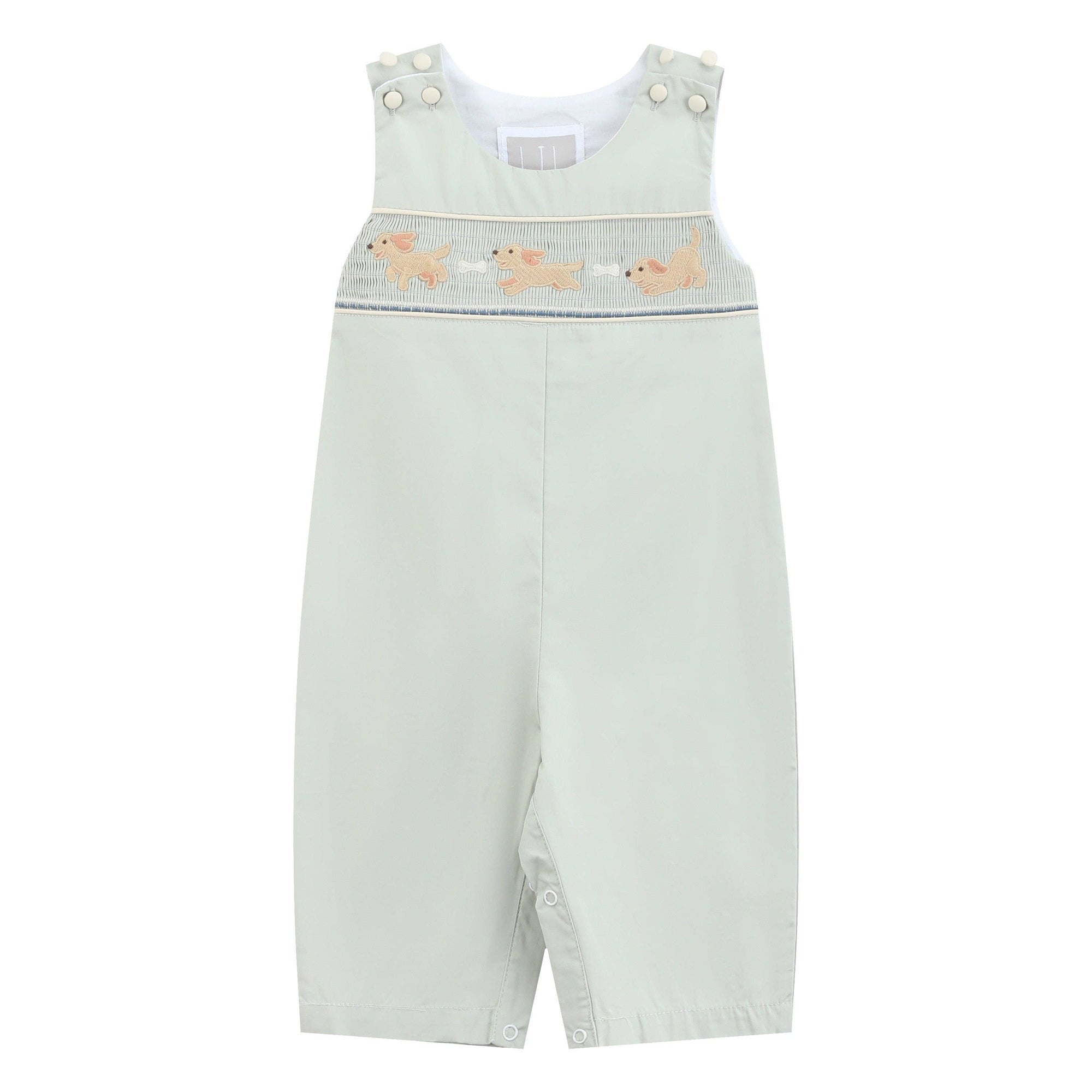 Sage Green Puppy Dog Smocked Longall