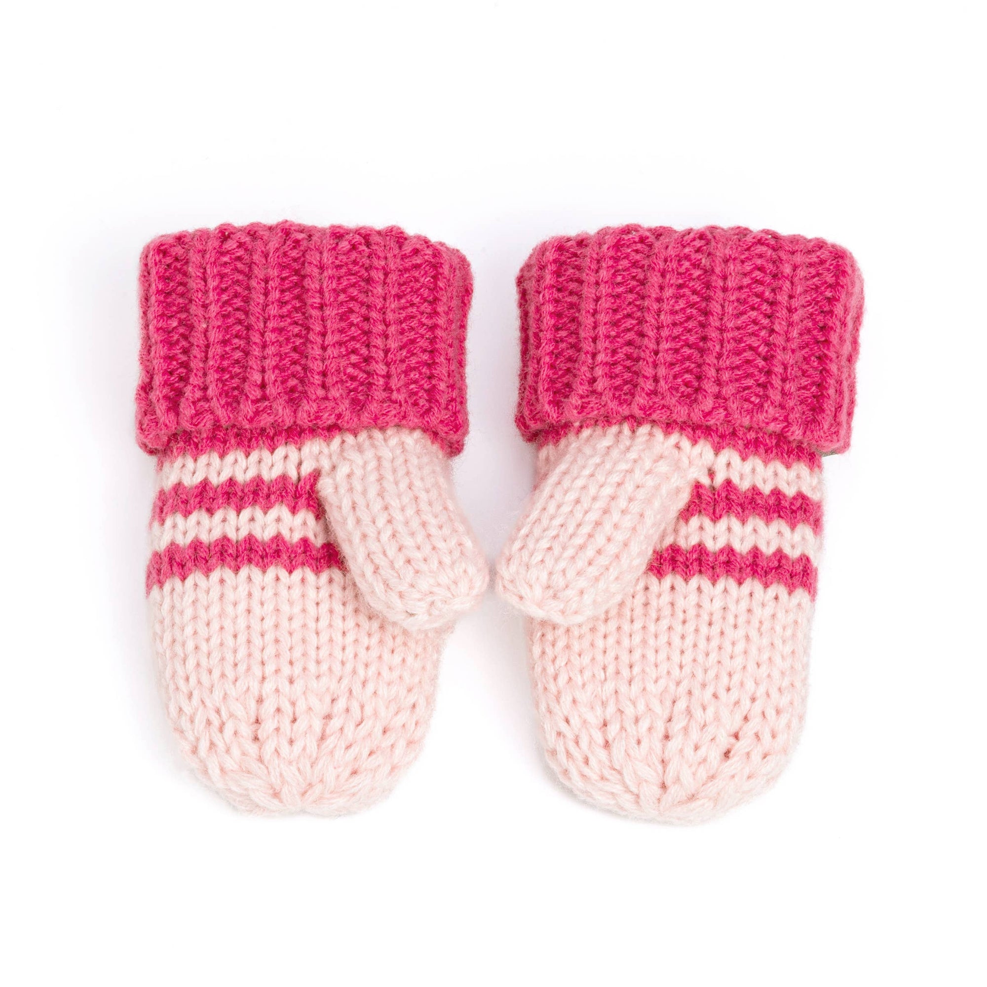 Pink Knit Stripe Cat Mittens