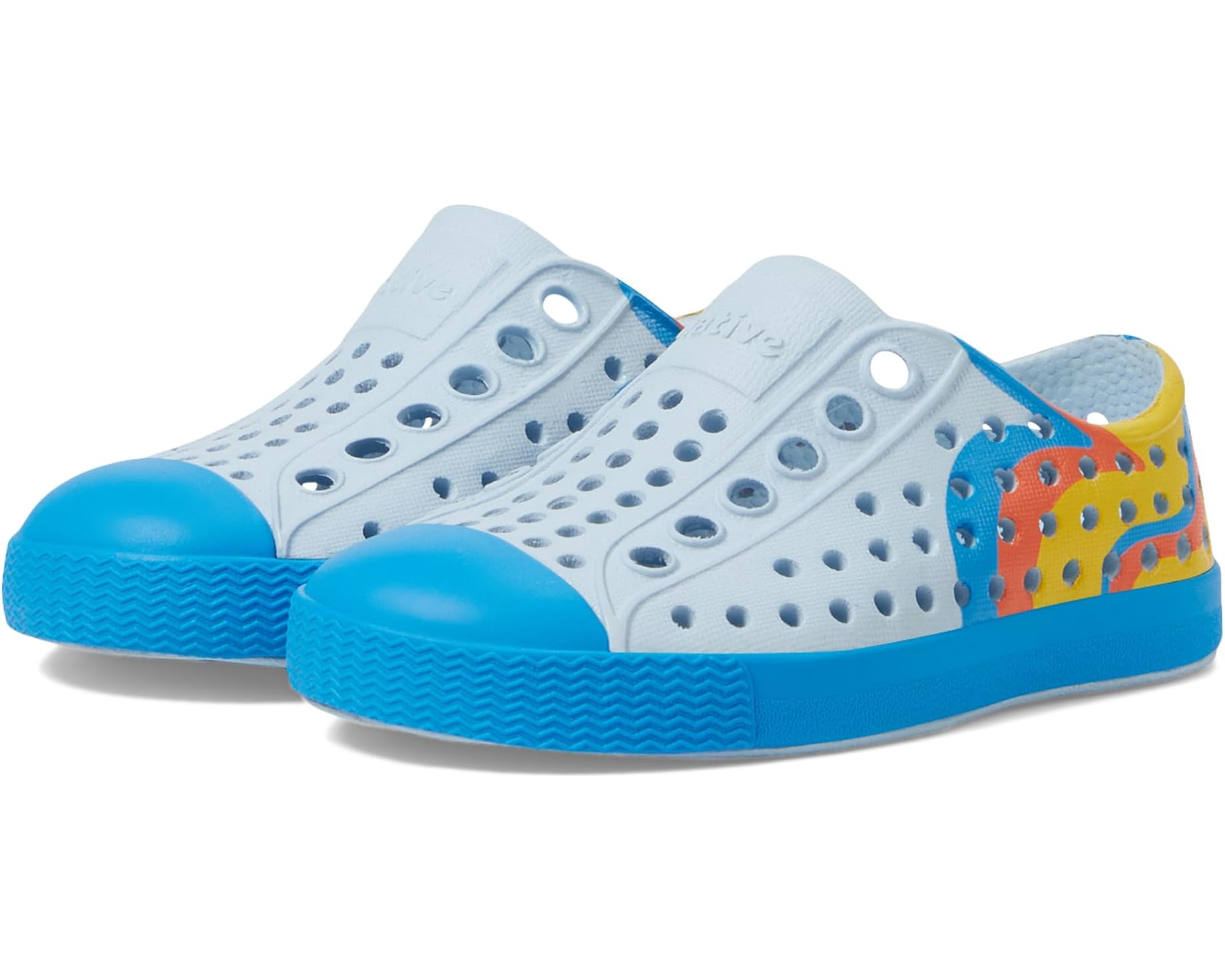 Native Shoes Jefferson Block, Air Blue / Wave Blue / Blue Abstract Block |Mockingbird Baby & Kids