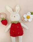 Teether Strawberry Red Cotton Crochet Rattle Baby Toy Summer: In Stock