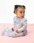 Hydrangeas - 2 Way Ruffle Back Zipper Footie