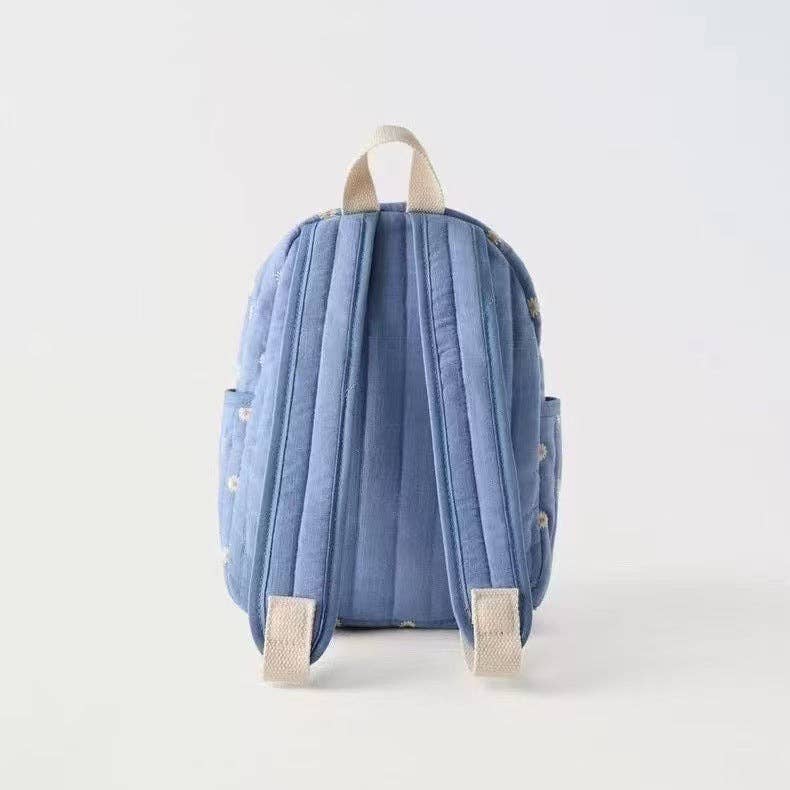 Kids Floral Daisy Backpack Lightweight School Bag: Blue