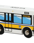 Boston MBTA Wooden Toy Bus - Runs on Wooden Train Tracks