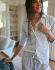 Chicago Women's Button Front Long Pajama Set