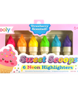Sweet Scoops: Neon Highlighters - Strawberry Scent (Set of 6)