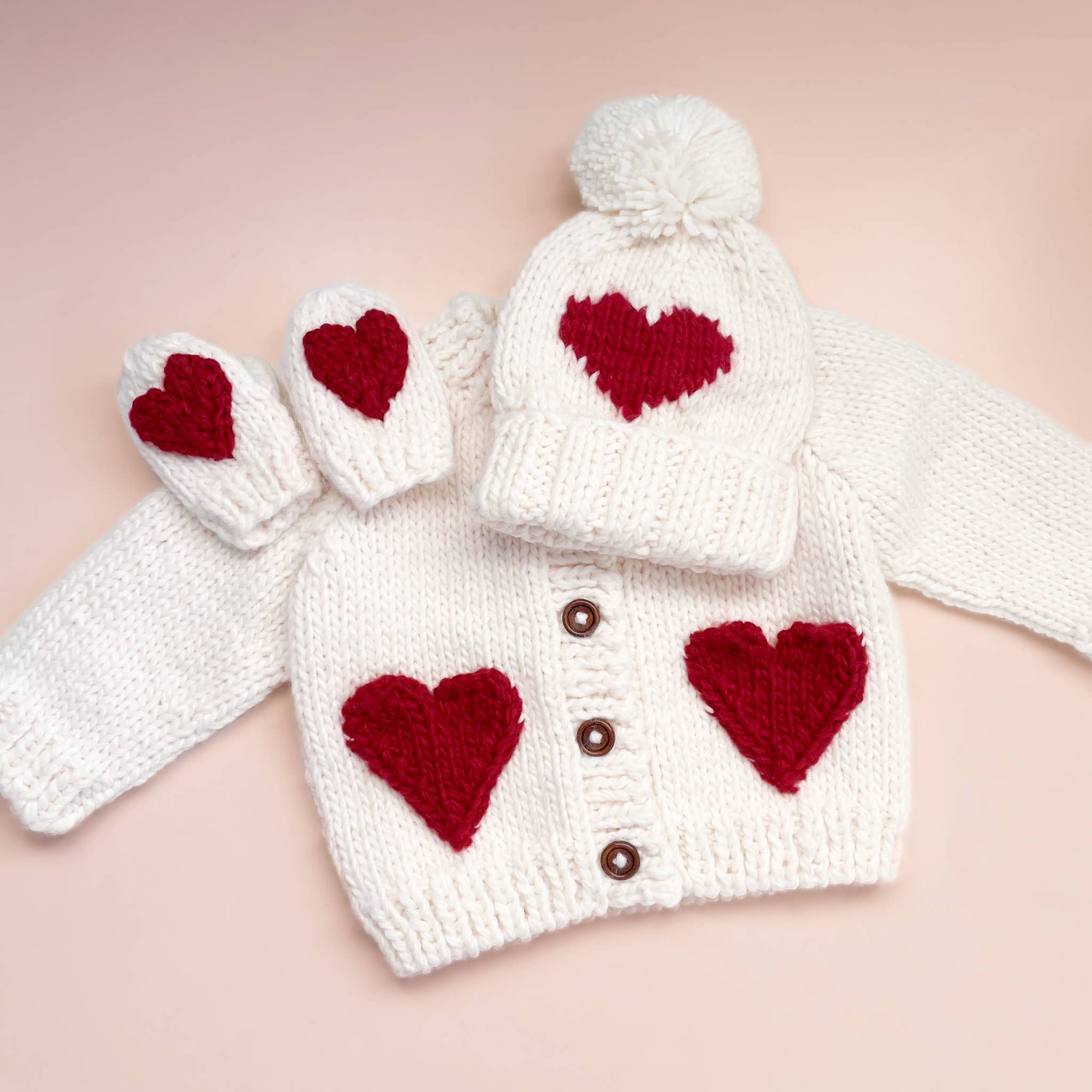 Heart Knitted Baby &amp; Kids Mittens