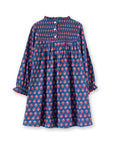 Girls' Smocked Long Sleeves Dress | Red and Navy