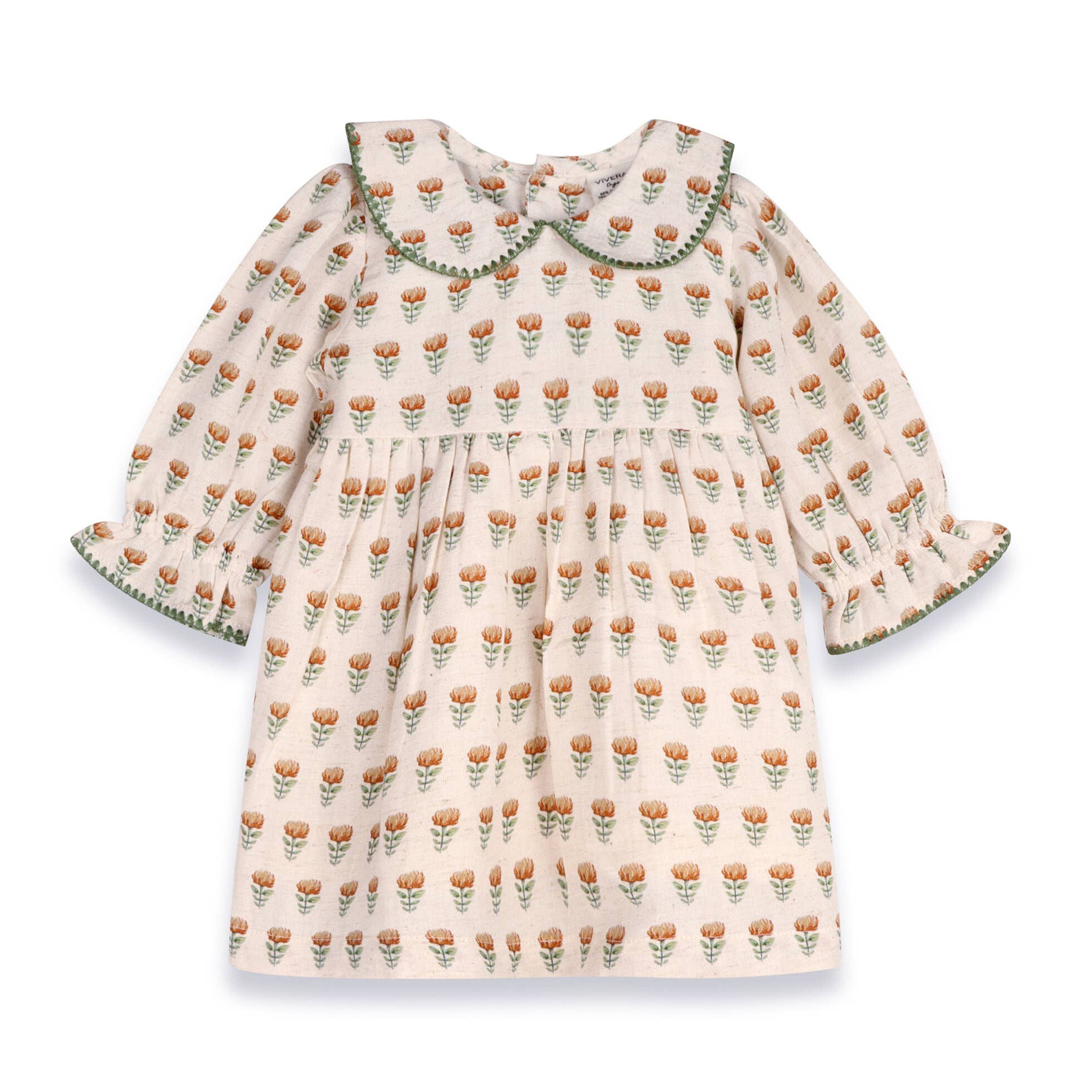 Ina Block Print Floral Baby Dress &amp; Bloomer Set