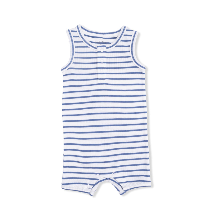Angel Dear Navy Stripe - Henley Shortie Romper