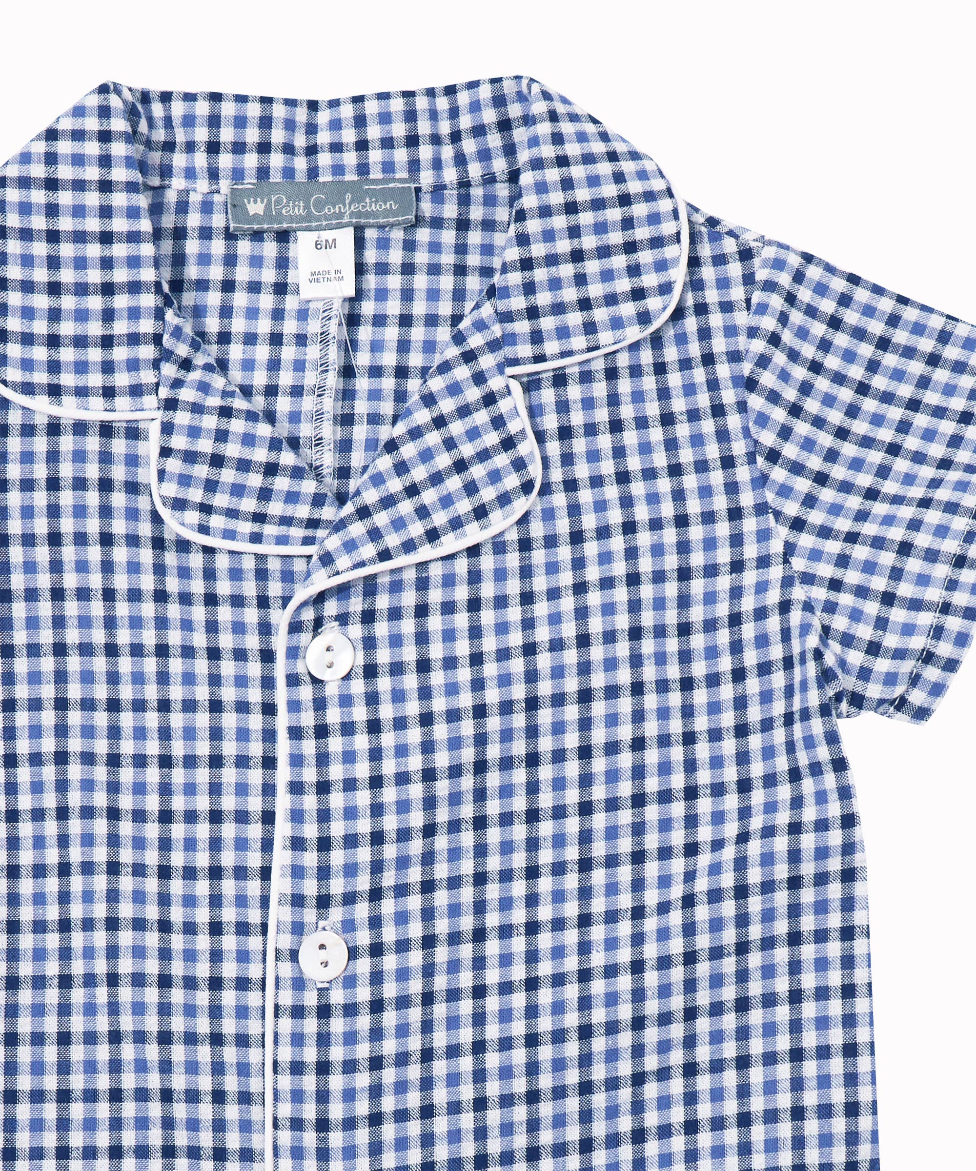 Blue Plaid Romper: 9m