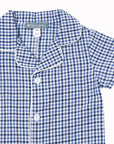 Blue Plaid Romper: 9m