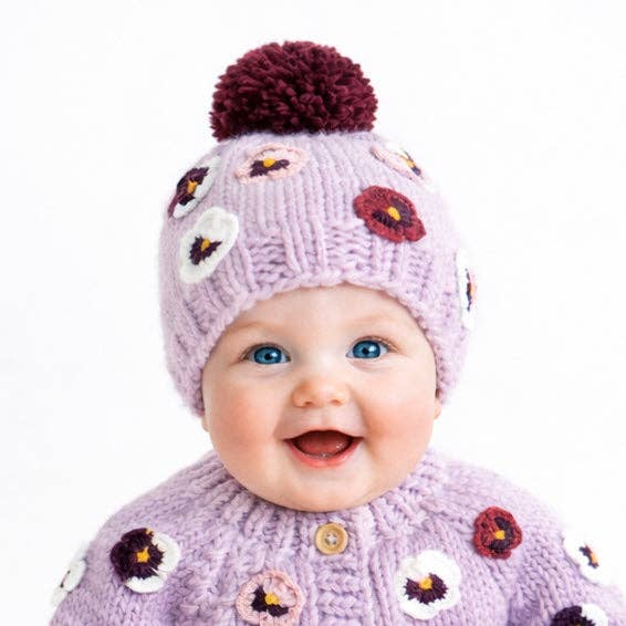Pansy Lilac Beanie Hat for Baby &amp; Kids