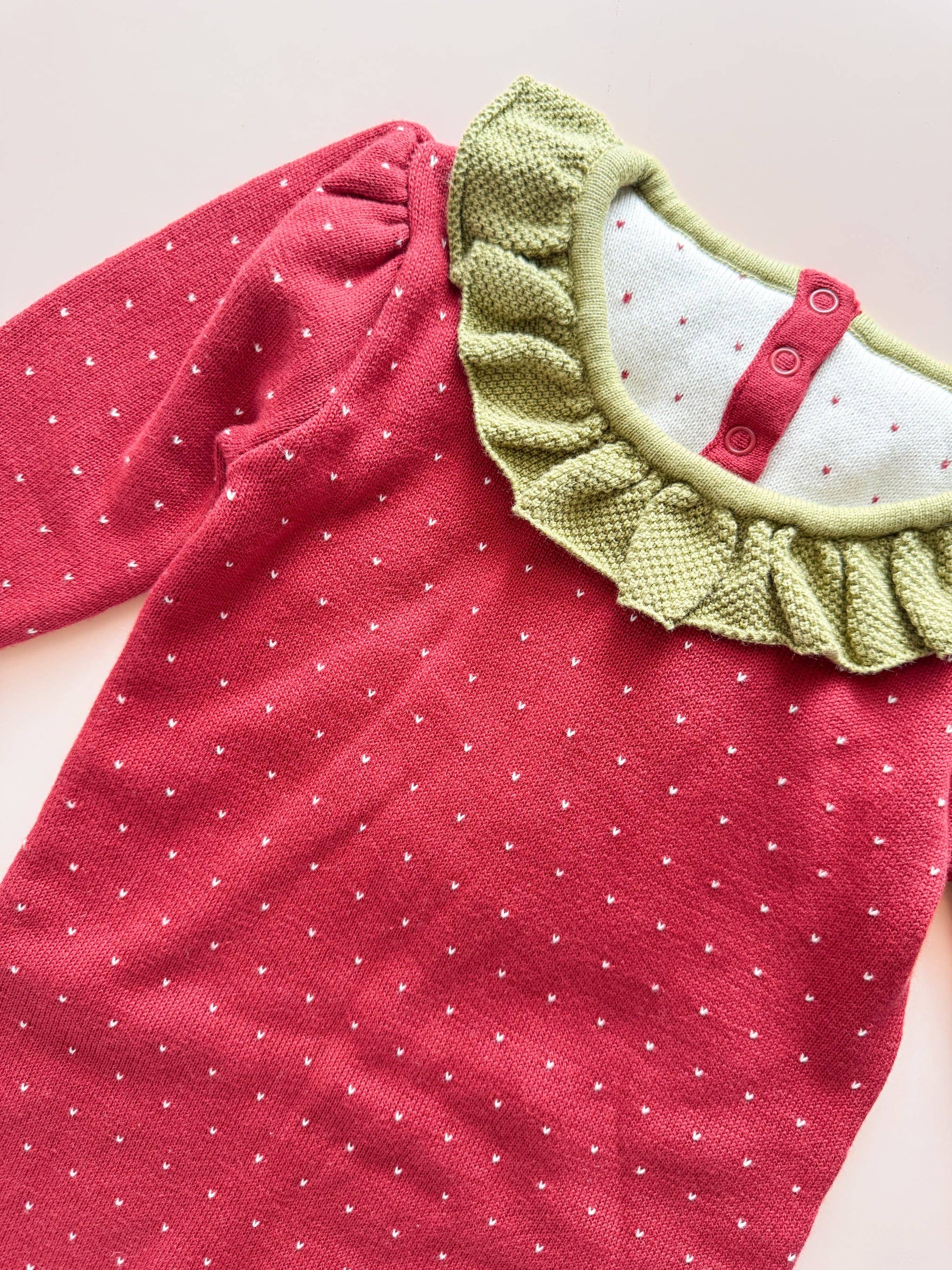 Sweater Knit Romper Strawberry