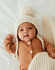 Natural Garter Stitch Knit Baby Bonnet