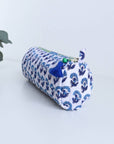 Block Print Quilted Round Make up Brush Bag