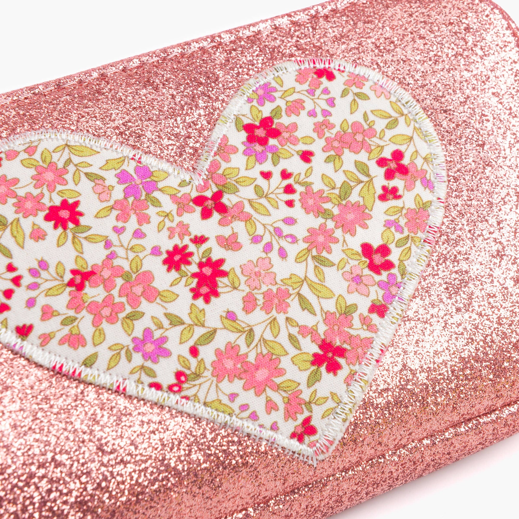 Little Girls Glitter Sparkle Purse with Heart : Vintage Rose