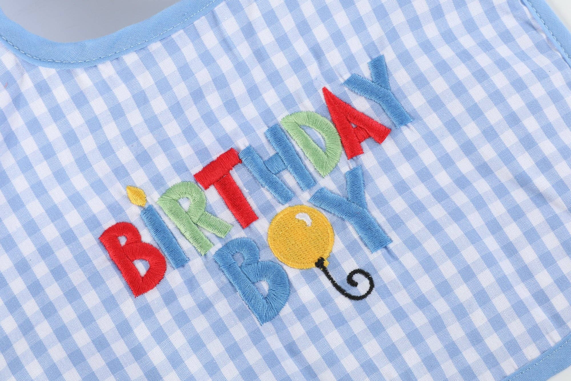 Blue Gingham &#39;Birthday Boy&#39; Bib