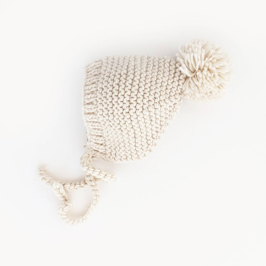 Natural Garter Stitch Knit Baby Bonnet