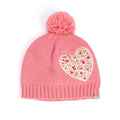 Girls Floral Heart Winter Beanie Hat