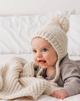 Natural Garter Stitch Knit Baby Bonnet