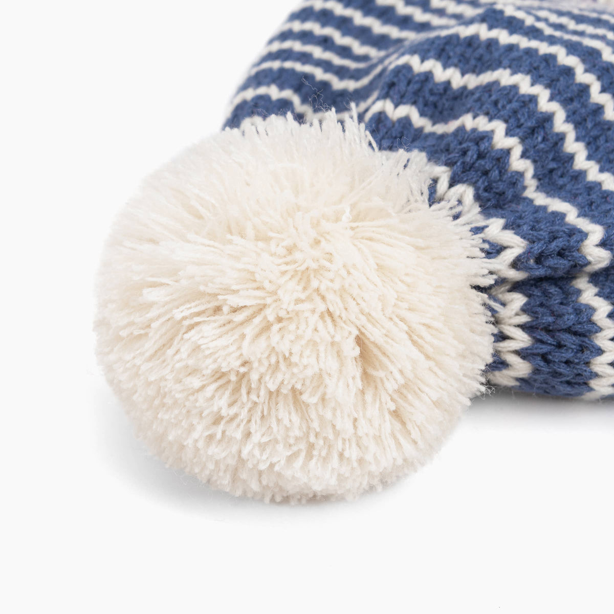 Kids Earflap Winter Hat- Striped Blue- Toddler