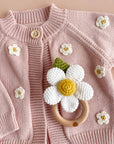 Teether Flower White Cotton Crochet Rattle Baby Toy Summer: In Stock