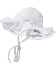 Baby UPF50+ Girls and Boys Double Ruffle Sun Hat: Vanilla Stripe Seersucker