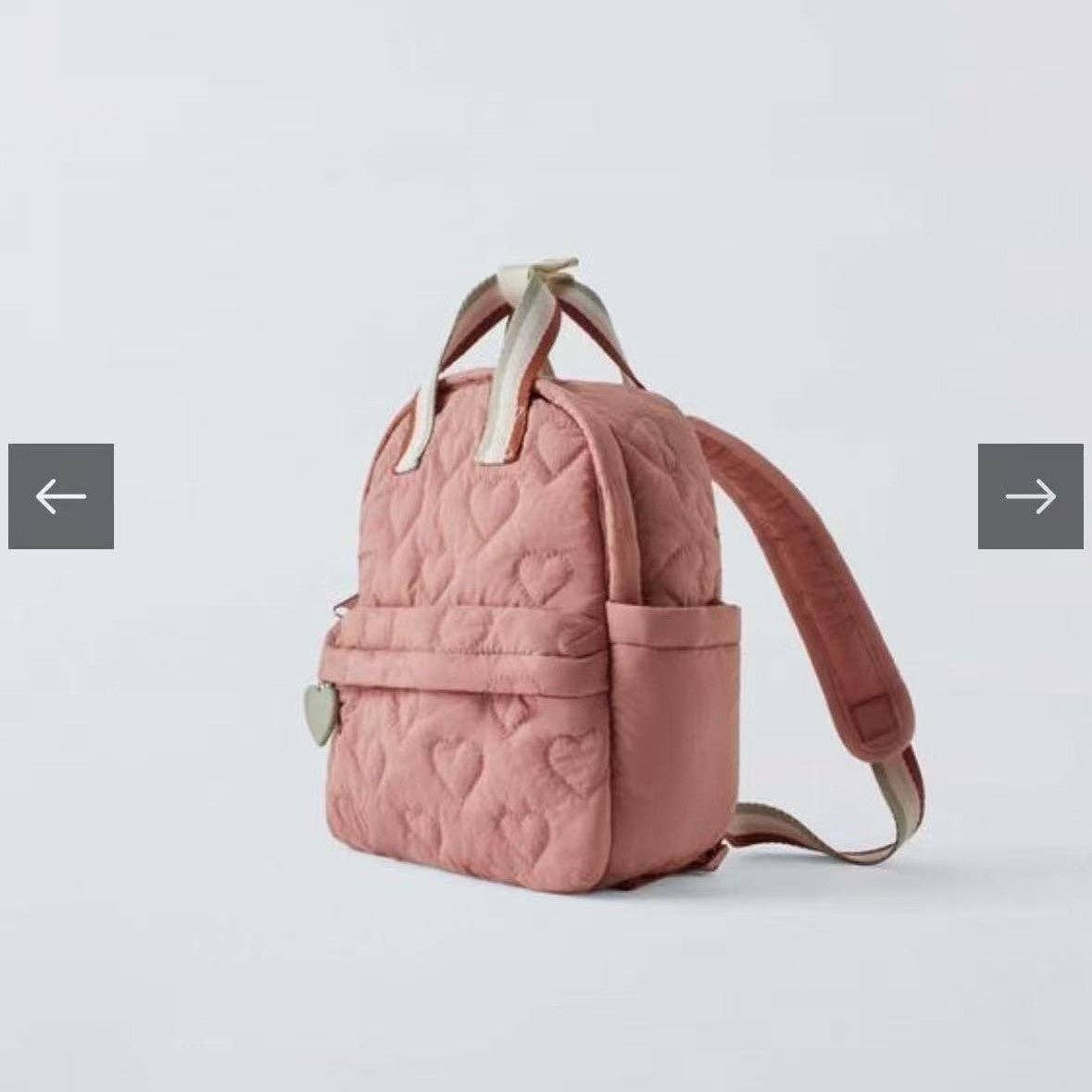 Embroidered Heart Fleece-Insulated Backpack with Multiple Compartments: Pink