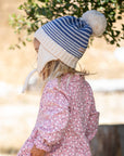 Kids Earflap Winter Hat- Striped Blue- Toddler