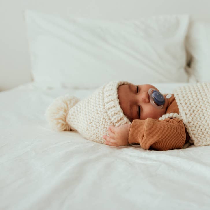 Natural Garter Stitch Knit Baby Bonnet