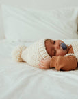 Natural Garter Stitch Knit Baby Bonnet